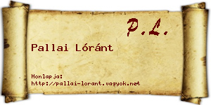 Pallai Lóránt névjegykártya